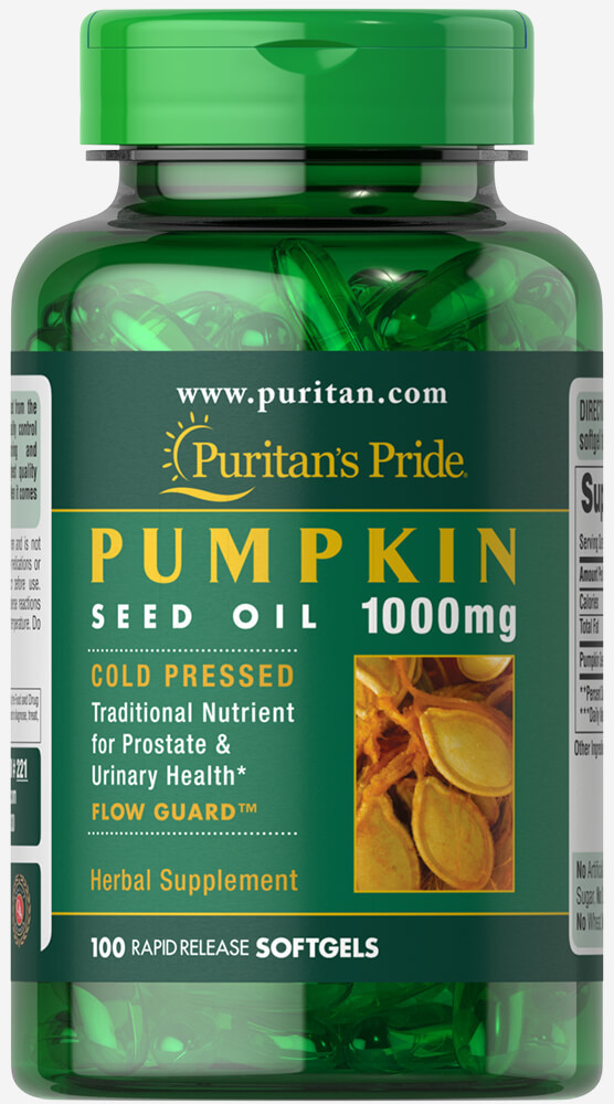 Puritan's Pride Pumpkin Seed Oil 1000 mg, Гарбузова олія (100 капс.)