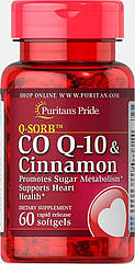 Puritan's Pride Q-SORBTM Co Q-10 120 mg & Cinnamon 250 mg, Коензим Q10 з корицею (60 капс.)