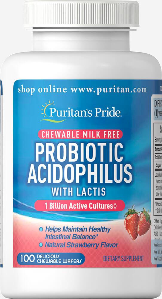 Puritan's Pride Probiotic Acidophilus Chewables Strawberry 100 (капс.)