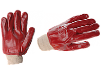 Перчатки рабочие с полным покрытием ПВХ, красные