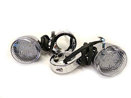 Повороти на мотоцикл діодні "Конус" з хомутом, хромовані