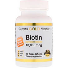 Біотин 10мг, 90 м'яких капсул, California Gold Nutrition