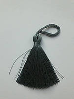 Китиця декоративна текстильна мала шовкова,  мала 7 см сірий темний, 1 шт.