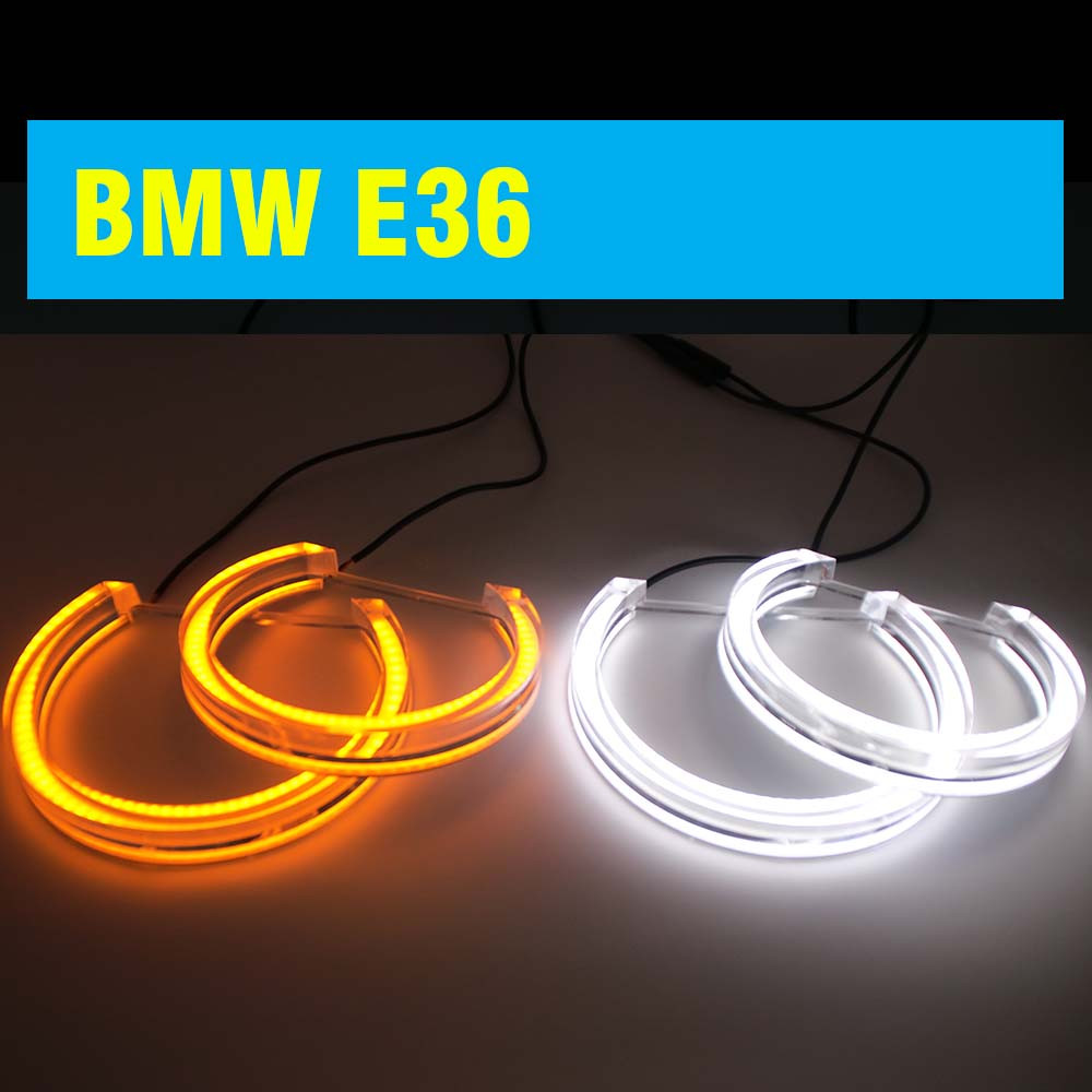Ангельські очі crystal (4*131 мм) LED для BMW E36 білий + жовтий
