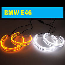 Ангельські очі crystal angel eyes LED для BMW E46 з лінзами, білий + жовтий