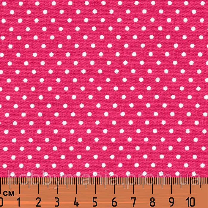 Тканина в дрібний горошок, Колір — Яскраво-рожевий, відрізний 55*46 см, No dot-bright pink-1, бавовна 100%