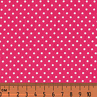Тканина в дрібний горошок, Колір — Яскраво-рожевий, відрізний 55*46 см, No dot-bright pink-1, бавовна 100%
