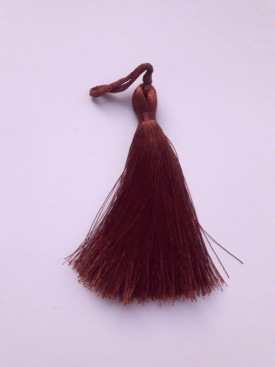 Китиця декоративна текстильна мала шовкова, 7 см коричнево-рудий, 1 шт.