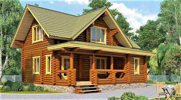 Будинок з оциліндрованої колоди 8х9