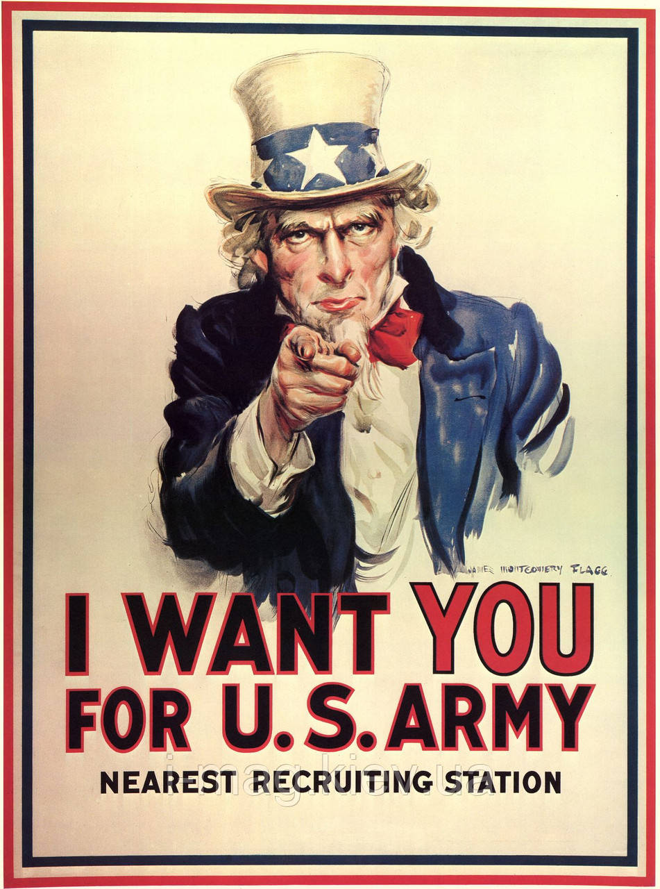 Плакат дядя Сем I want you for US Army