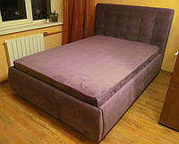 Двуспальная кровать "Аэлита лиловый" с большим ящиком, с подъемным механизмом на ламелях