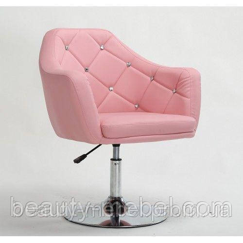 Перукарське крісло "Елегант", м'яке зі стразами, рожеве