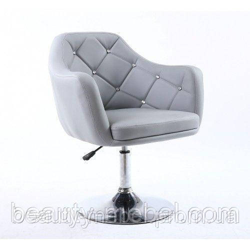 Перукарське крісло "Елегант", м'яке зі стразами, сіре, фото 1