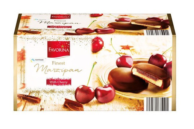 Марципан у шоколаді Favorina Finest Marzipan With Cherry з черешневим джемом, 300 г., фото 1