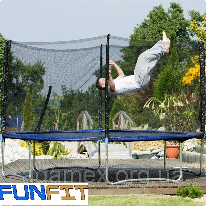Батут FUNFIT 404 см з сіткою і драбинкою Польща- США