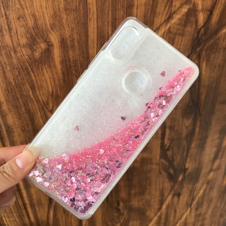 Чехол Glitter для Xiaomi Mi A2 / Mi 6X Бампер Жидкий блеск сердце Розовый - фото 4 - id-p801884765