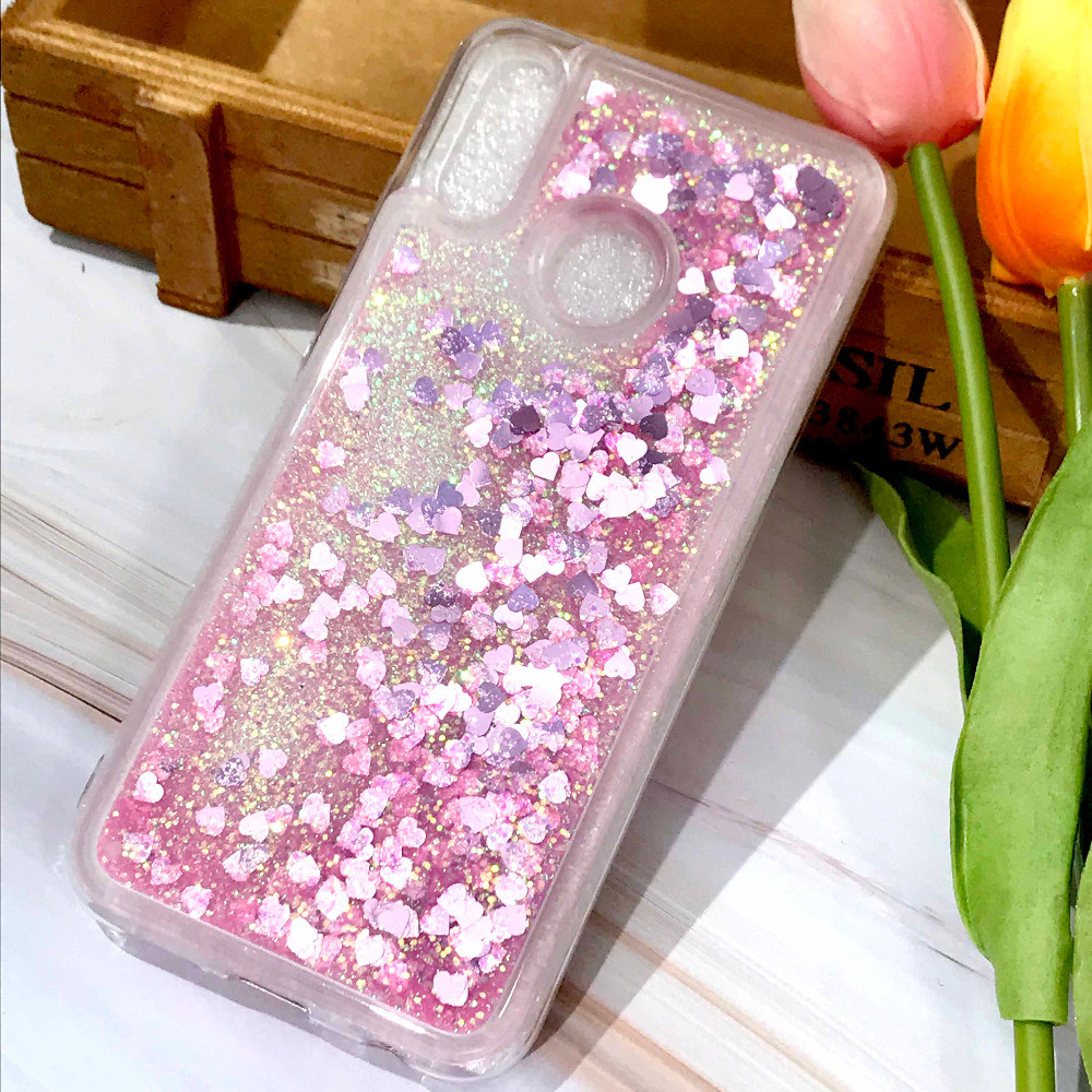 Чехол Glitter для Xiaomi Mi A2 / Mi 6X Бампер Жидкий блеск сердце Розовый - фото 1 - id-p801884765