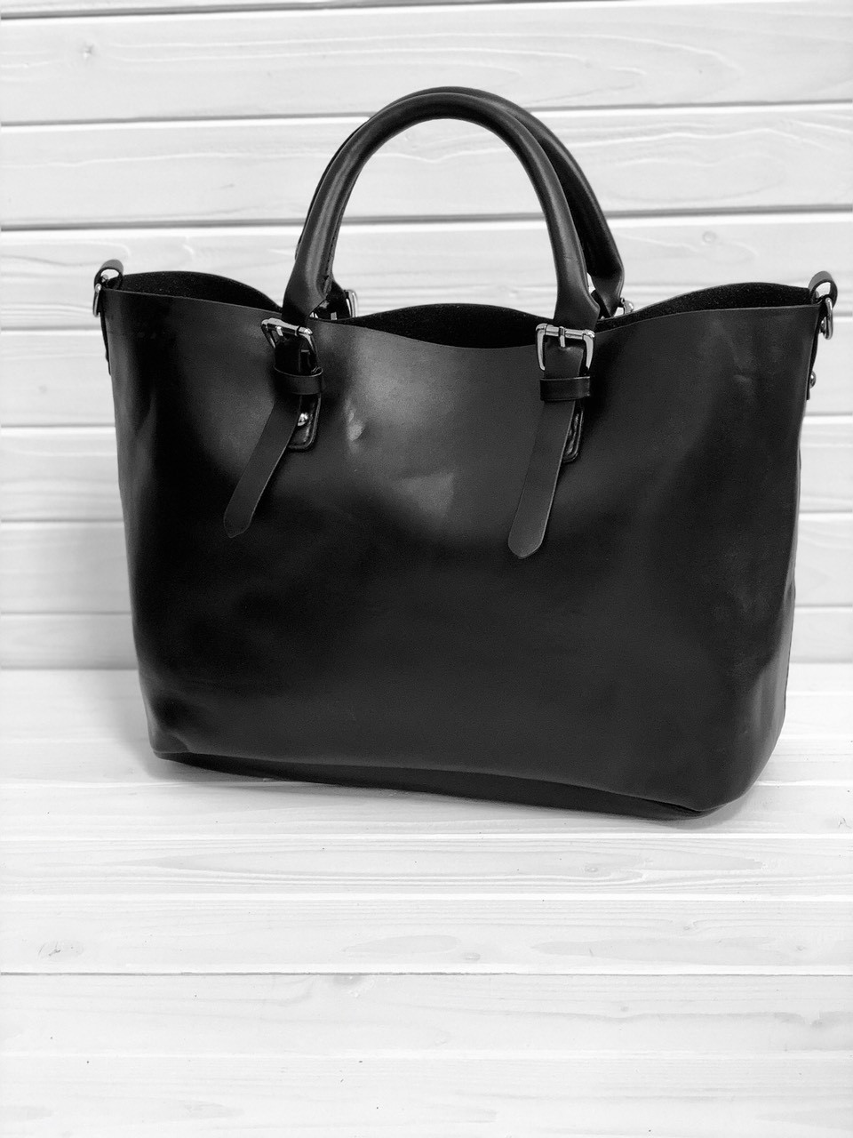 Жіноча сумка велика чорна з екошкіри опт