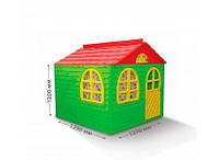 Игровой домик для детей от 1 года, зеленый с красной крышей "Фламинго"