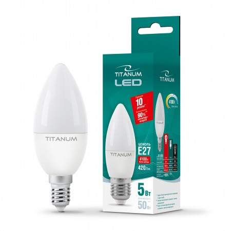 LED лампа TITANUM C37 5W E14 4100K 220V