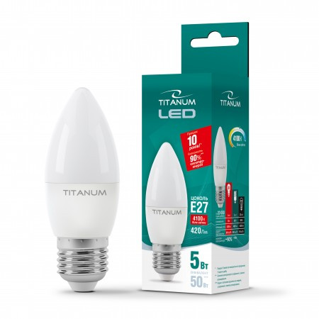 LED лампа TITANUM C37 5W E27 4100K 220V