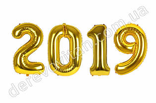 Кулі-цифрови на Новий рік "2019", золото, 58×70 см
