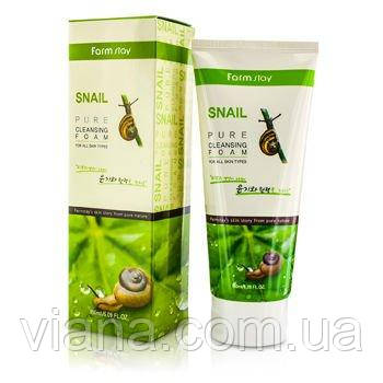 Равликова делікатна пінка для вмивання FarmStay Snail Pure Cleansing Foam 180 мл