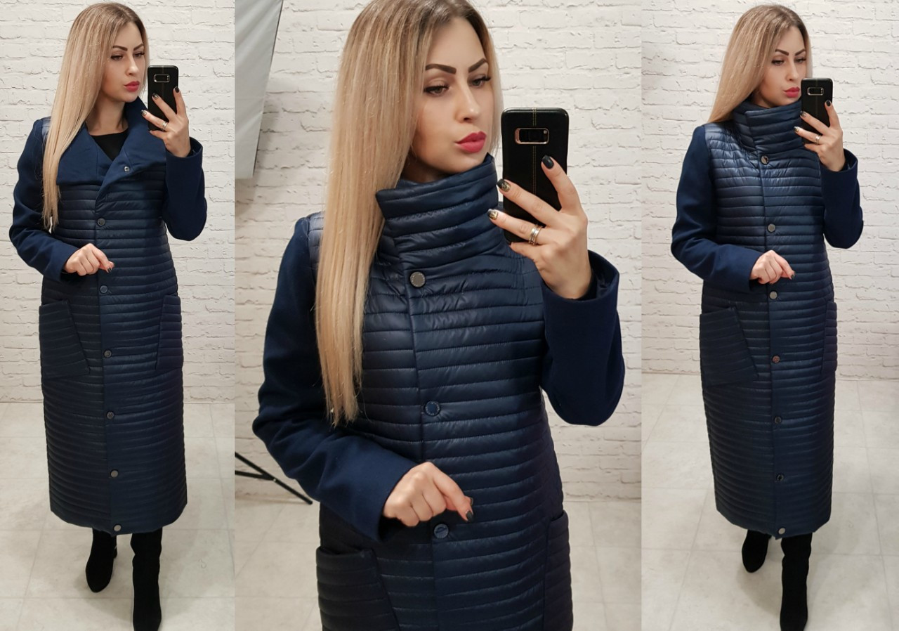 Пальто куртка кокон арт. 138 синє р 42