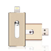 Флешка 32 Gb для Iphone Usb flash Drive золотая