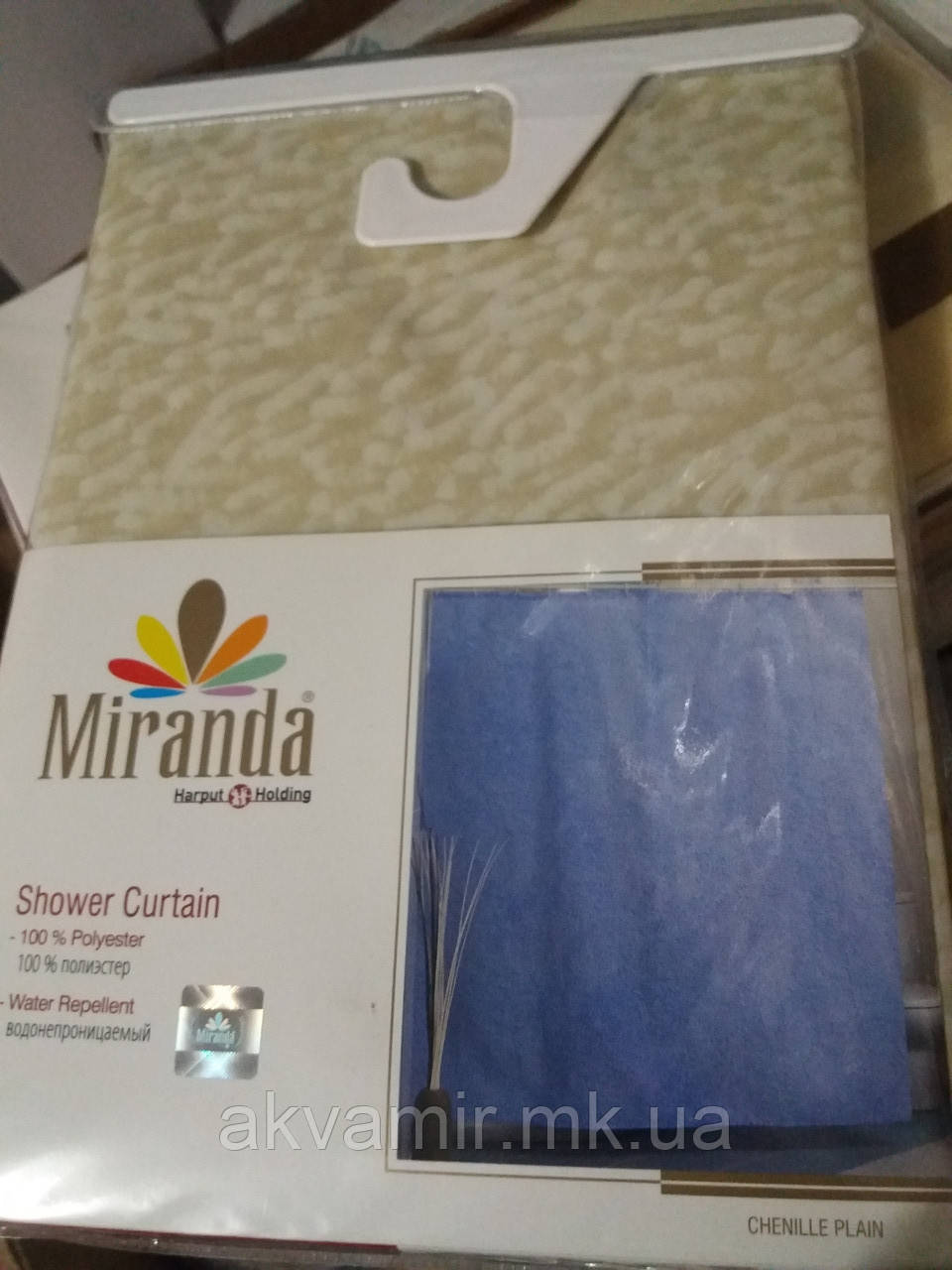 Штора для ванної Miranda Chenille Plain (Туреччина) 180х200 см бежева