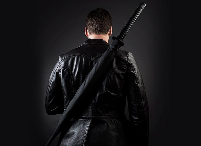 Парасолька Катана, з Чорною ручкою, парасолька меч самурая 8 спиць