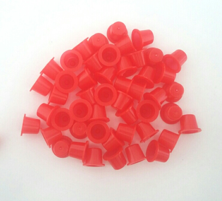 Капси для пігментів пластикові, розмір S, червоні, 100 шт.
