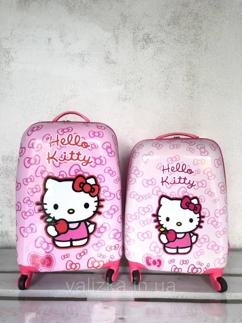 Чемодан дорожній дитячий для дівчинки 4 колеса ручна поклажа "Hello Kitty" Хелоу Кітті 50 см Дитяча валіза