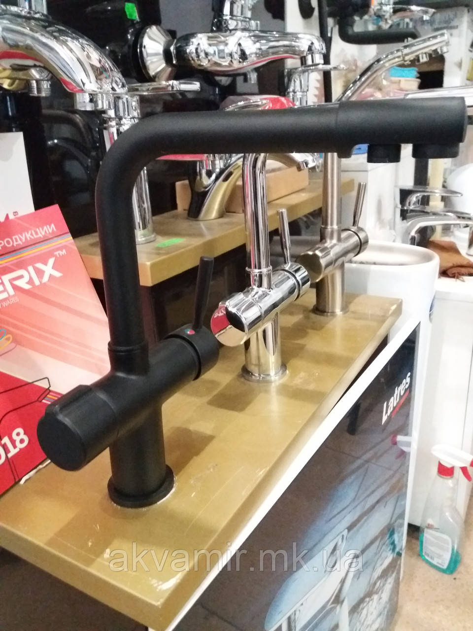 Змішувач для кухні HAIBA HANS чорний з під'єднанням до фільтра, фото 1