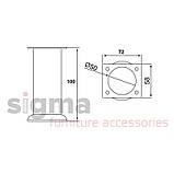 Ніжка меблева нерегульована Sigma D-50 H-100 хром T-100 (MZ-1410), фото 2