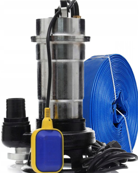 Фекальний насос корпус нержавійка з подрібнювачем WQEURO DELTA WQS 2.5 + шланг 25 метрів, фото 1