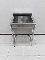 Ванна мийна, мийка односекційна з бортом з нержавіючої сталі 600х600х850