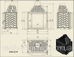 КАМІННА ТОПКА AMELIA 25 KW ПРИЗМАТИЧНА