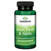 Вітаміни для волосся, шкіри, нігтів,Swanson Hair, Skin & Nails 60 таблеток
