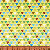 Бавовна. Трикутники, жовтий, жовтогарячий. Абстрактний малюнок. PS-geo-1, фото 2