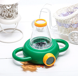 Банка пластикова з кришкою-лупою для спостереження за комахами