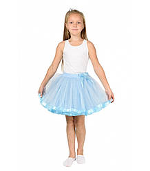 Голубая фатиновая юбка-пачка для девочек от 5 до 7 лет (33 см), детская юбочка из фатина с подкладкой
