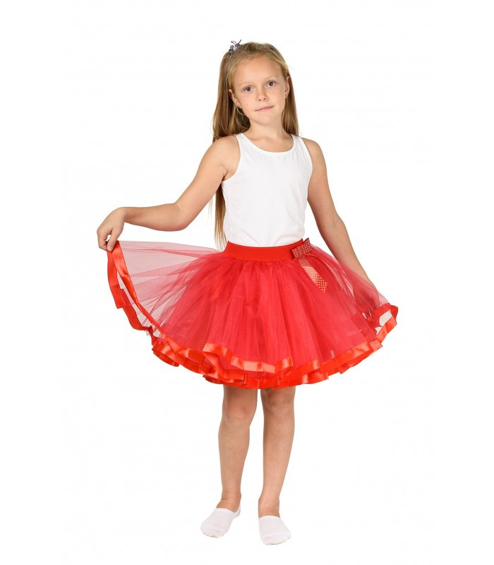 Красная фатиновая юбка-пачка для девочек от 5 до 7 лет (33 см), детская юбочка из фатина с подкладкой
