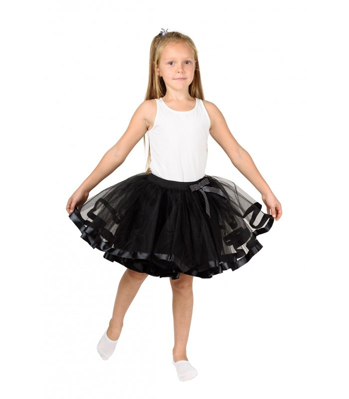 Чорна фатиновая спідниця-пачка для дівчаток від 5 до 7 років (33 см), дитяча спідничка з фатину з підкладкою