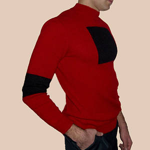 Чоловічий светр в'язаний з чорним квадратом