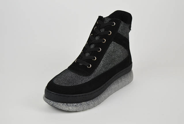 Черевики на платформі Donna Style 30698 36 Чорно-сріблясті шкіра-замша, фото 2