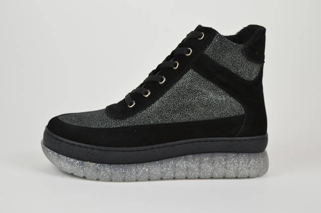 Черевики на платформі Donna Style 30698 36 Чорно-сріблясті шкіра-замша, фото 1