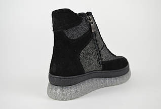 Черевики на платформі Donna Style 30698 36 Чорно-сріблясті шкіра-замша, фото 4