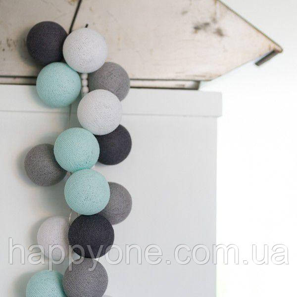 Тайська гірлянда "Aqua-grey" (35 кульок) петля