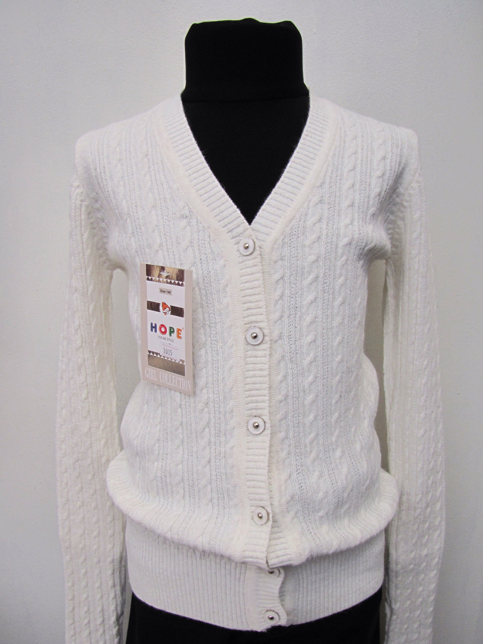 Біла кофта кардиган вовняна для дівчинки 140 зросту Hope Туреччина, фото 1